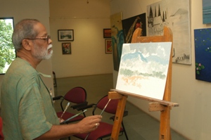 Painting demonstration and workshop by Shrikant Jadhav at Artfest 09, Indiaart Gallery
